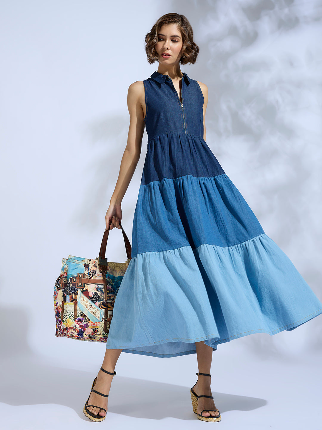 denim maxi dress online india Buy Light Blue Denim Midaxi Dress Online