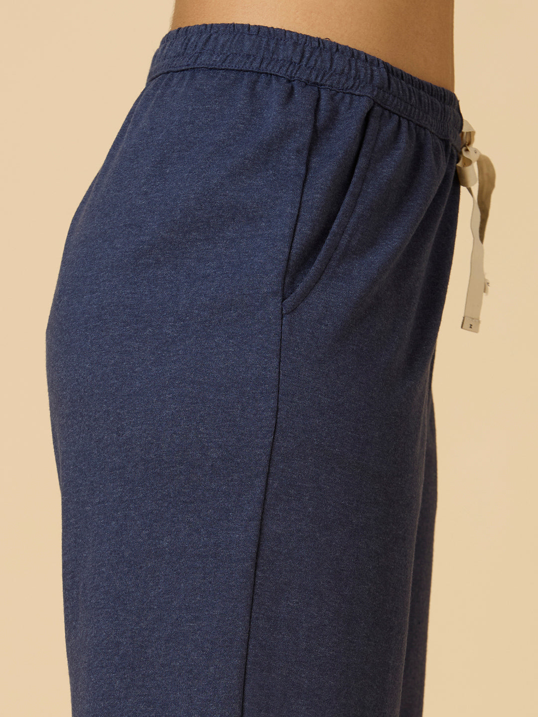 NAVY MELANGE LACE TRIMMED PJ'S