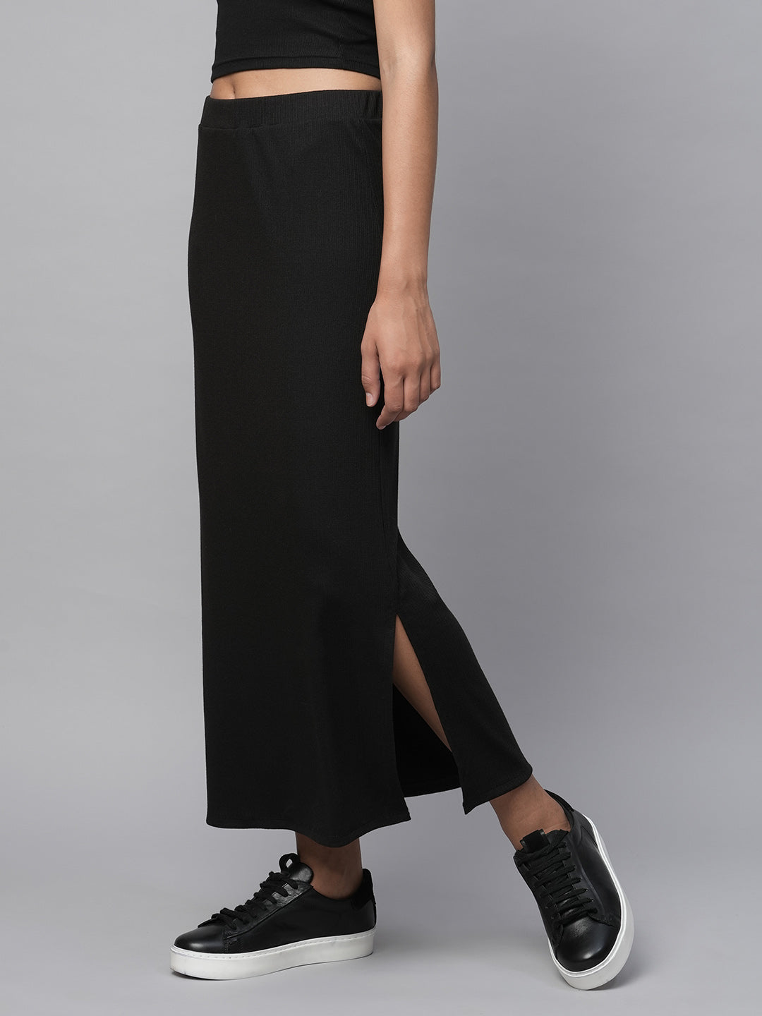 Ribbed Knit Pull On Lounge Skirt