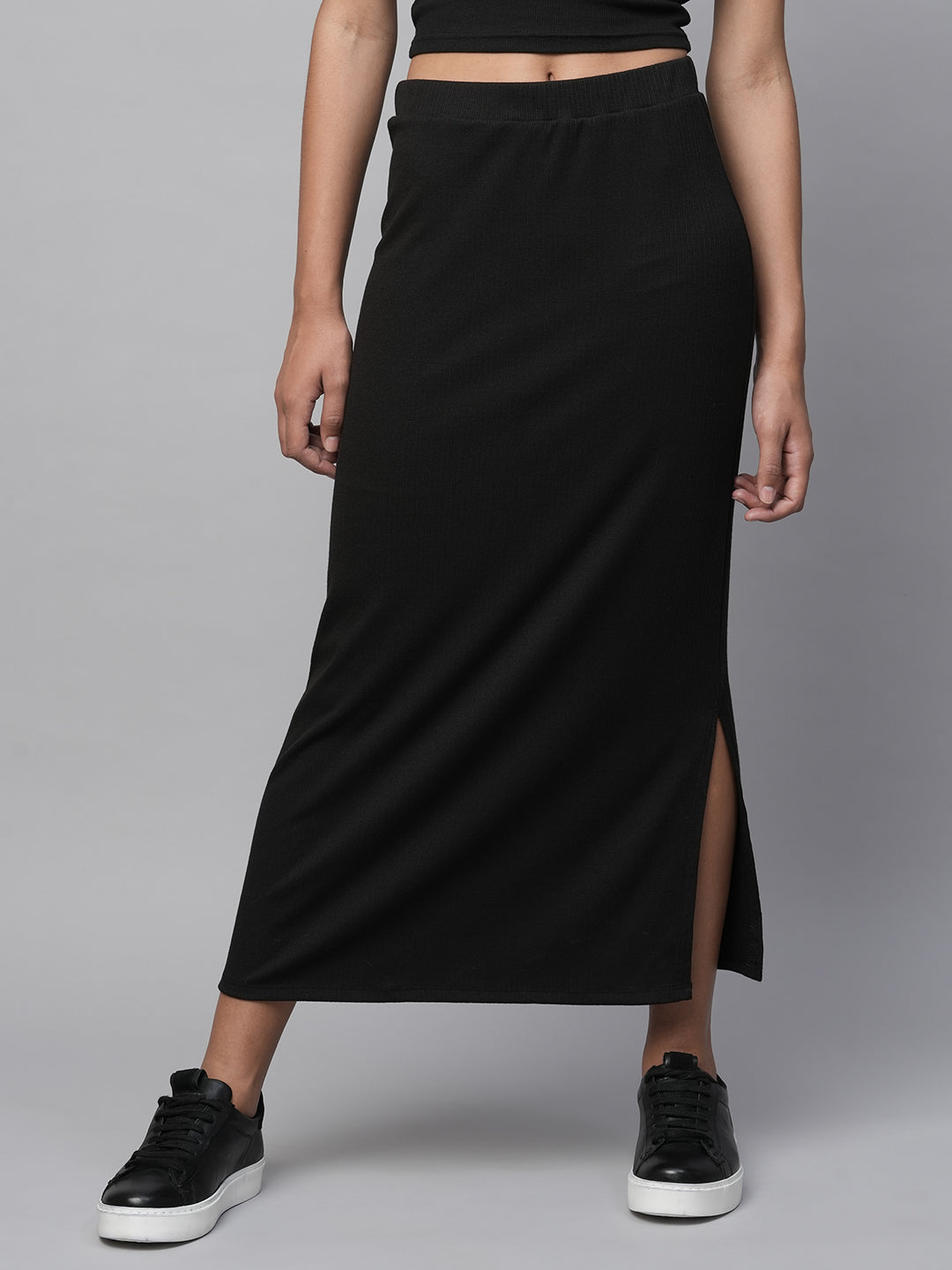 Ribbed Knit Pull On Lounge Skirt