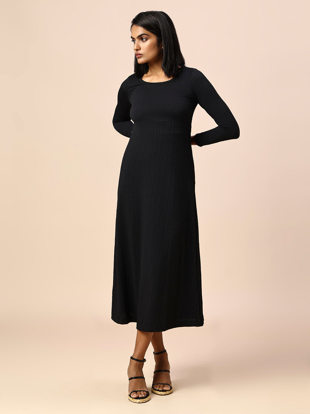 TEXTURED KNIT A-LINE DRESS