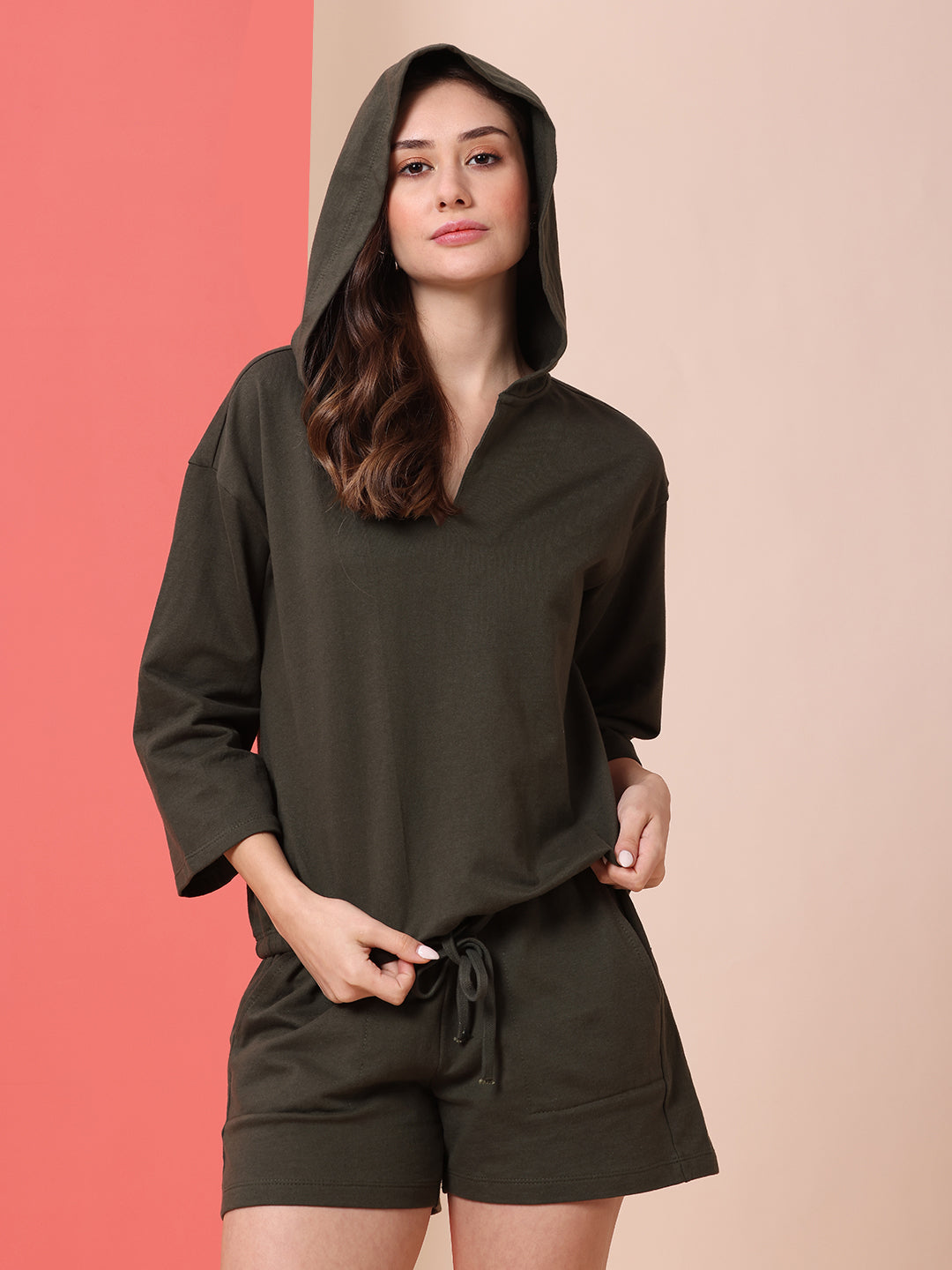FRENCH TERRY HOODIE & SHORTS CO-ORD SET