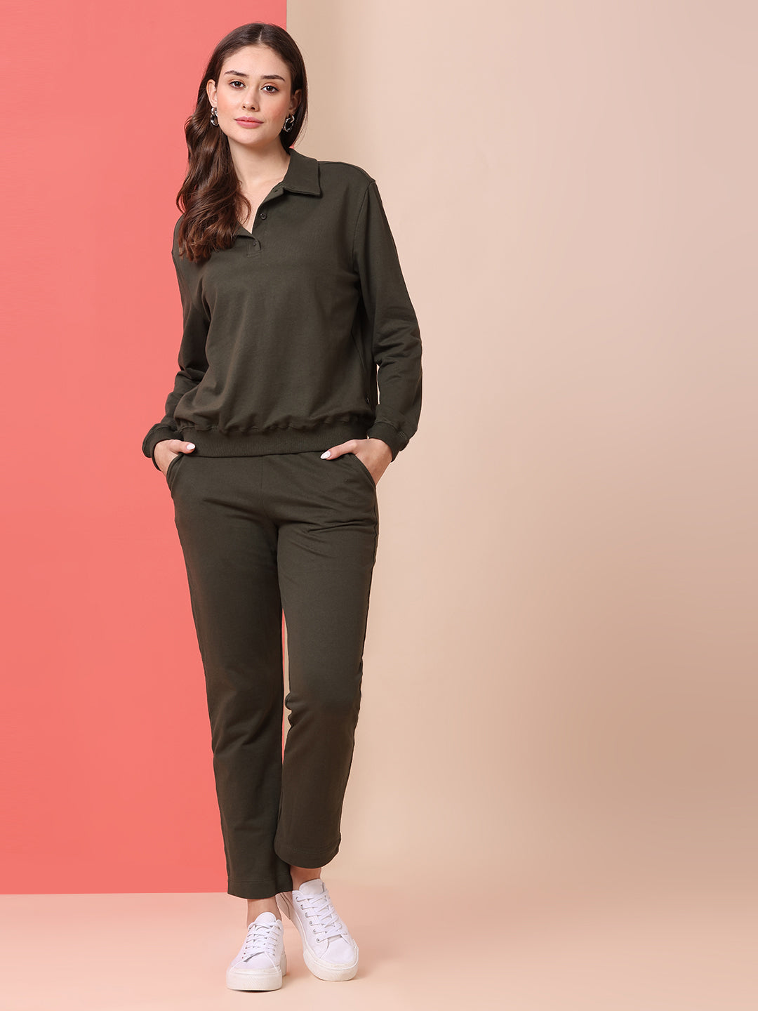 FRENCH TERRY KNITTED TEE & PULL ON PANTS CO-ORD SET