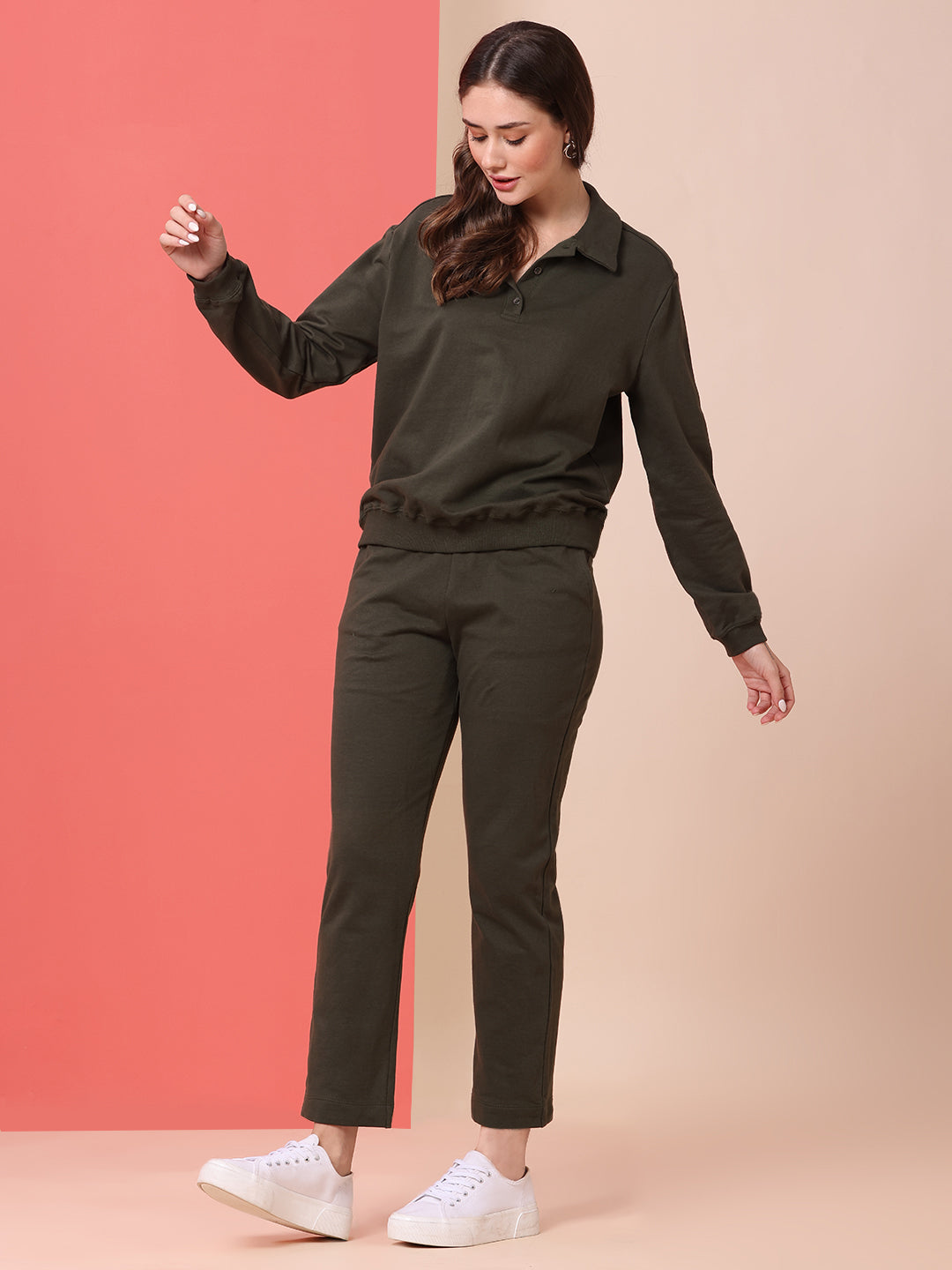 FRENCH TERRY KNITTED TEE & PULL ON PANTS CO-ORD SET