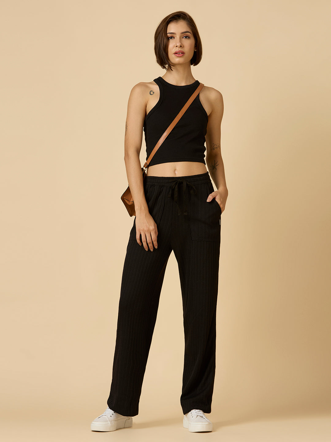 RIBBED KNIT LOUNGE PANTS