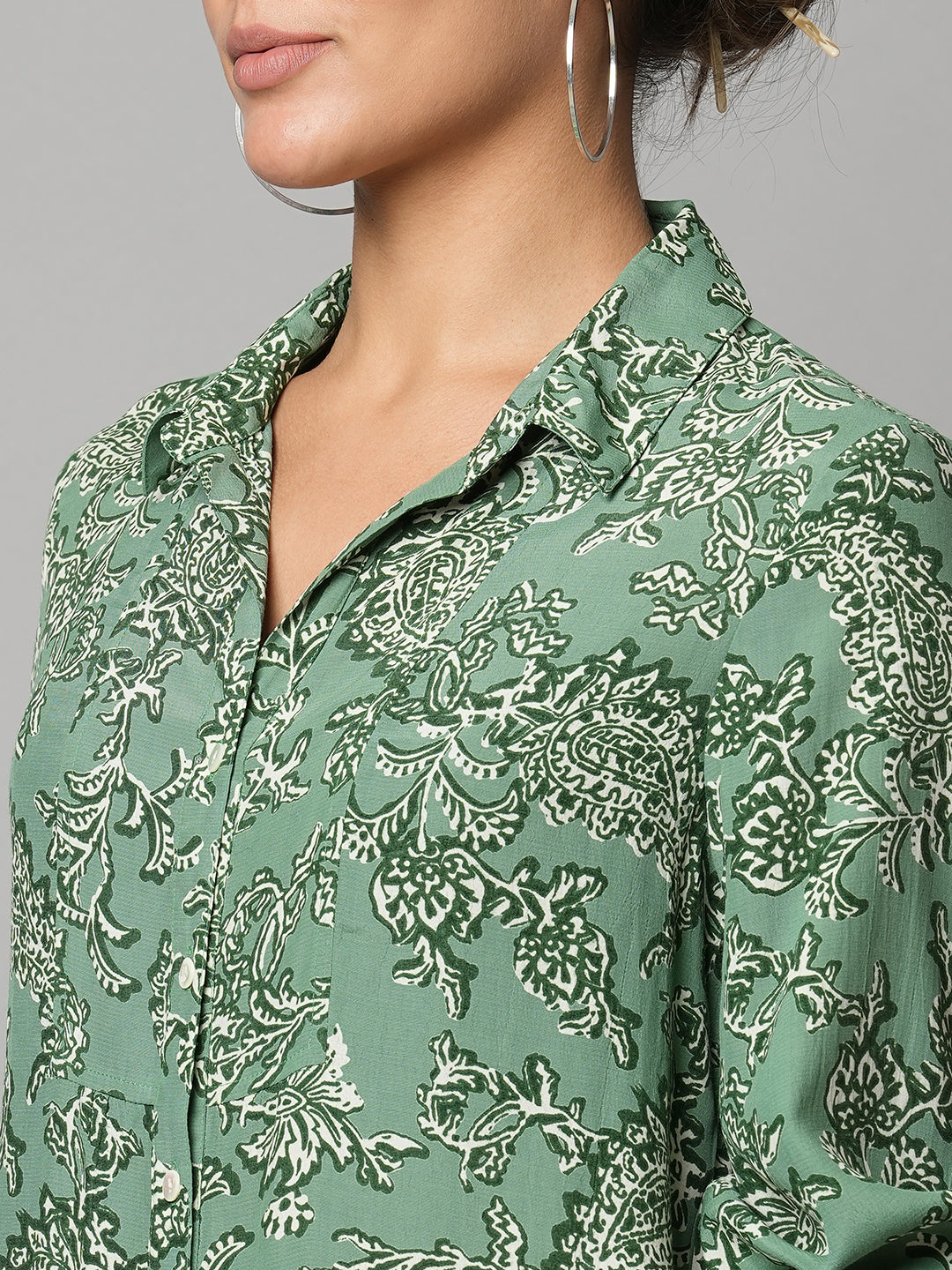 Paisley Printed Viscose Crepe Longline Shirt
