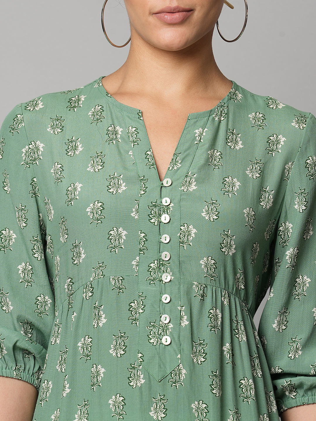 Butti Printed Viscose Crepe Basque Style Kurta & Wide Leg Pj Set