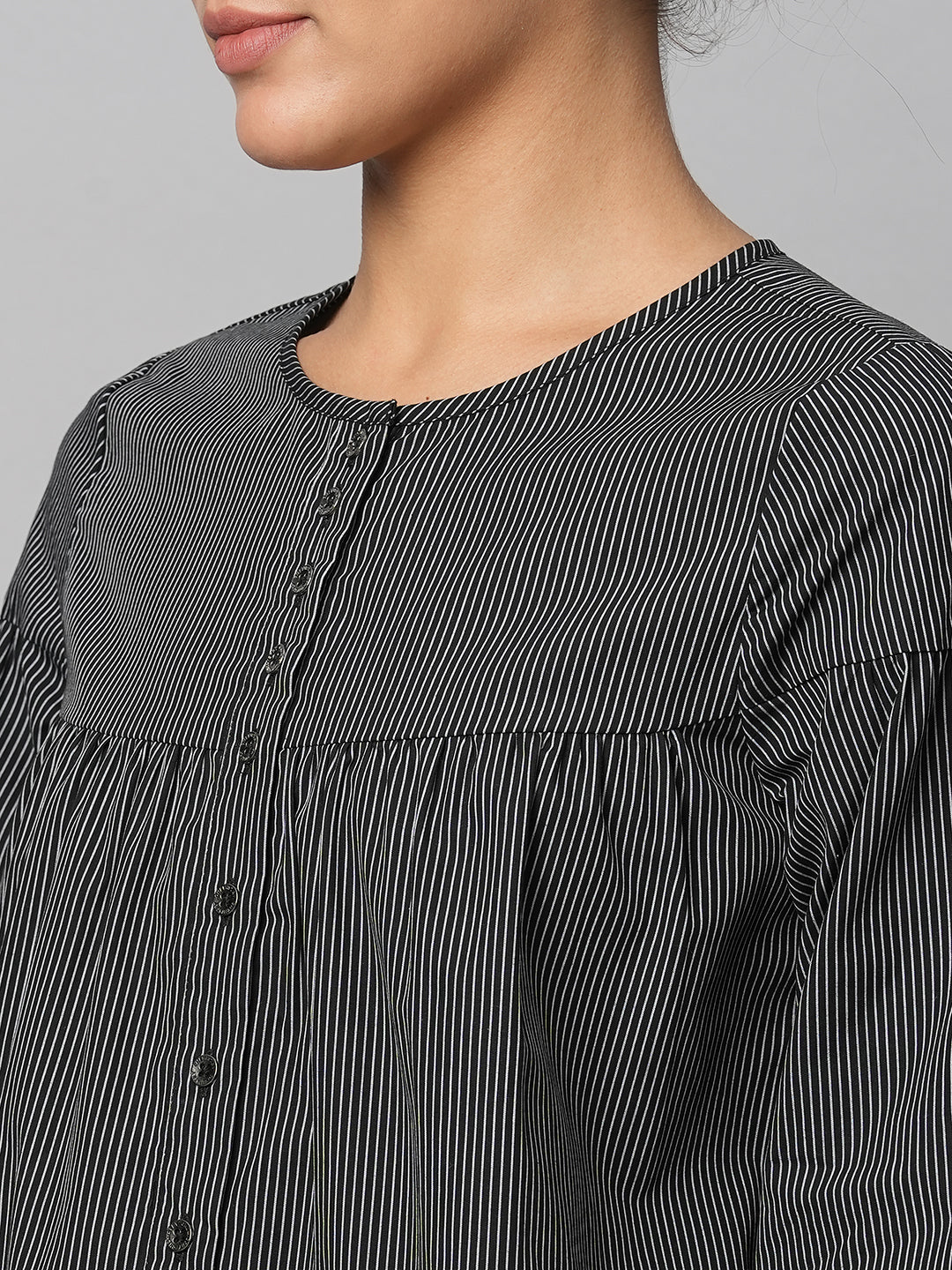 Cotton Striped Embroidered Swing Top And Wide Leg Lounge Set