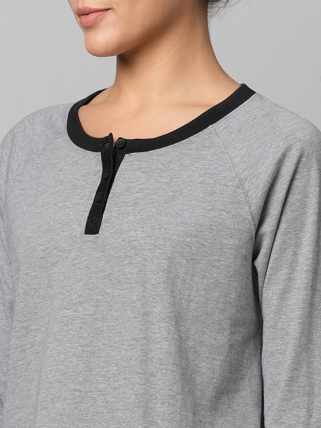 Colour Blocked Cotton Jersey Henley Tee W/ Shorts Set