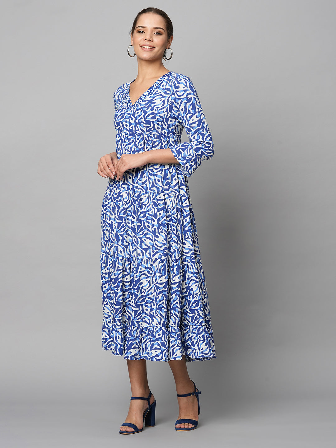 Printed Viscose Tiered Dress