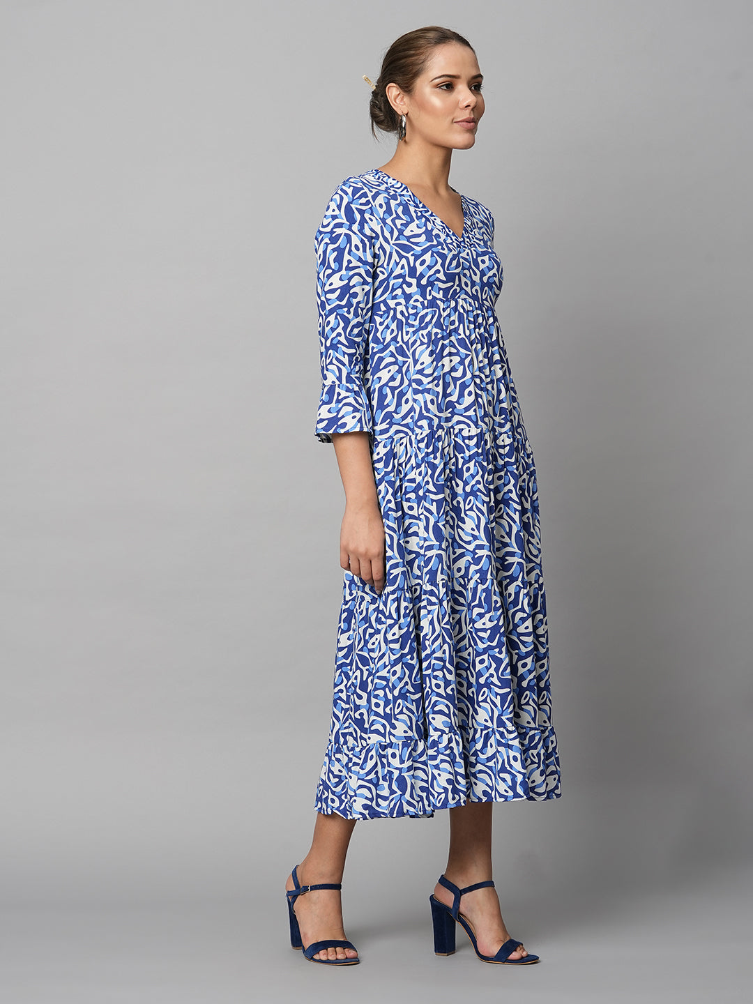 Printed Viscose Tiered Dress