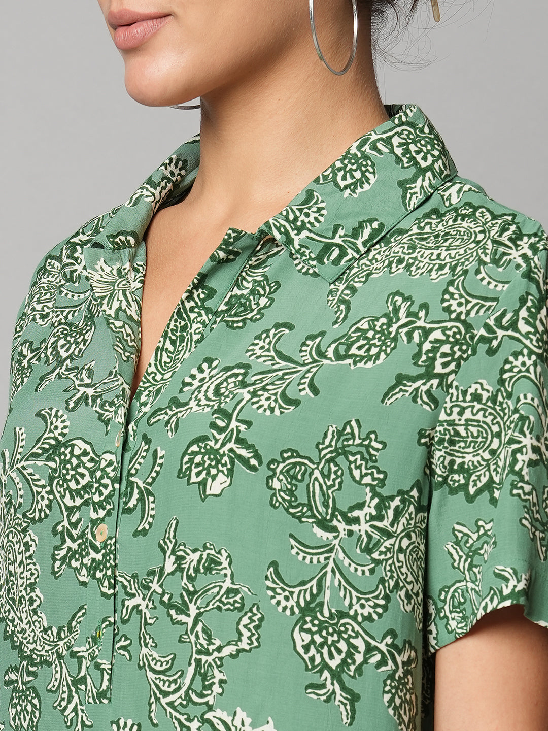 PAISLEY PRINTED VISCOSE CREPE LONGLINE TUNIC TOP & CROPPED PJ'S