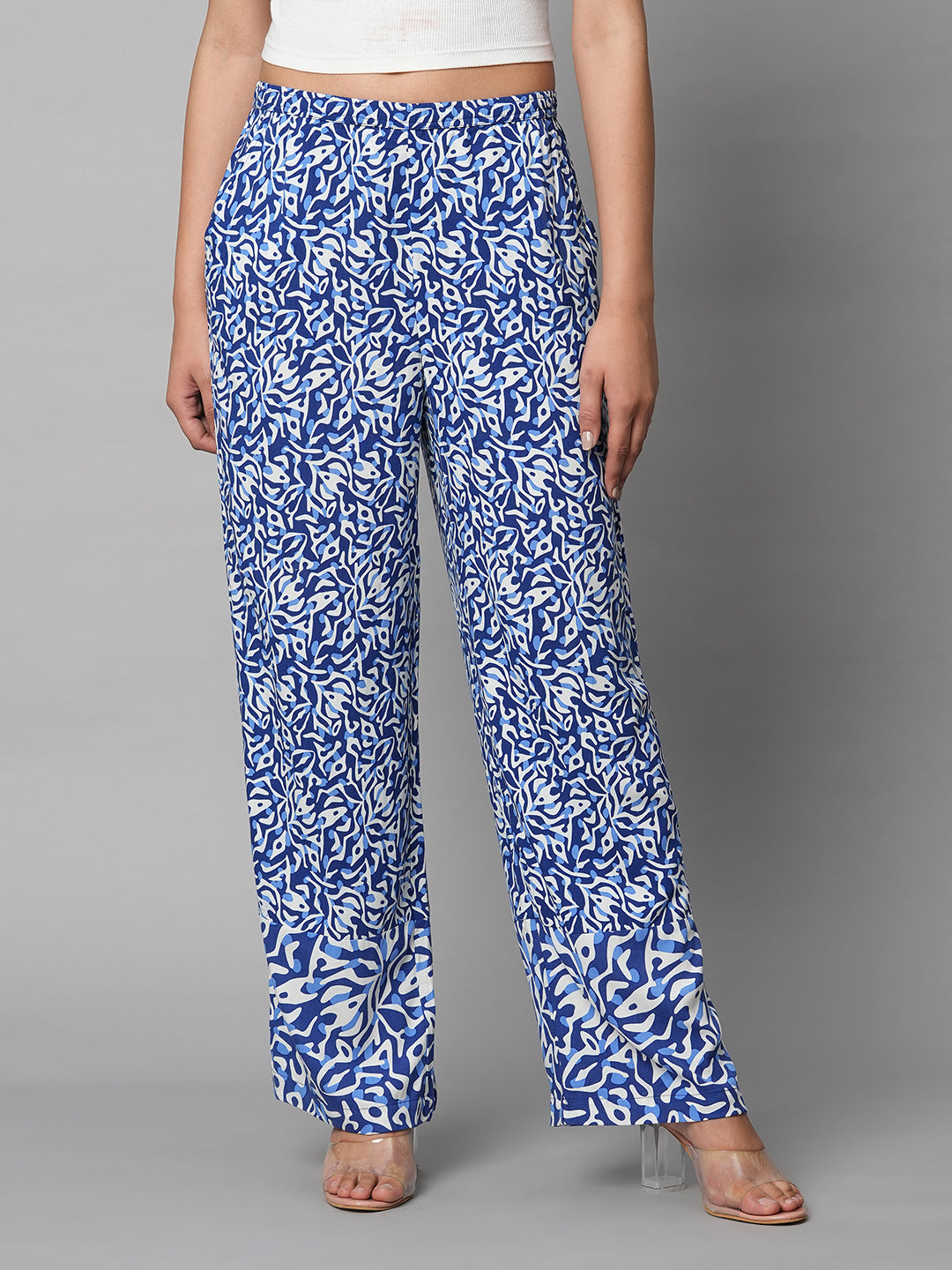 MIX N MATCH RAYON PRINTED PULL ON FLUID PANTS