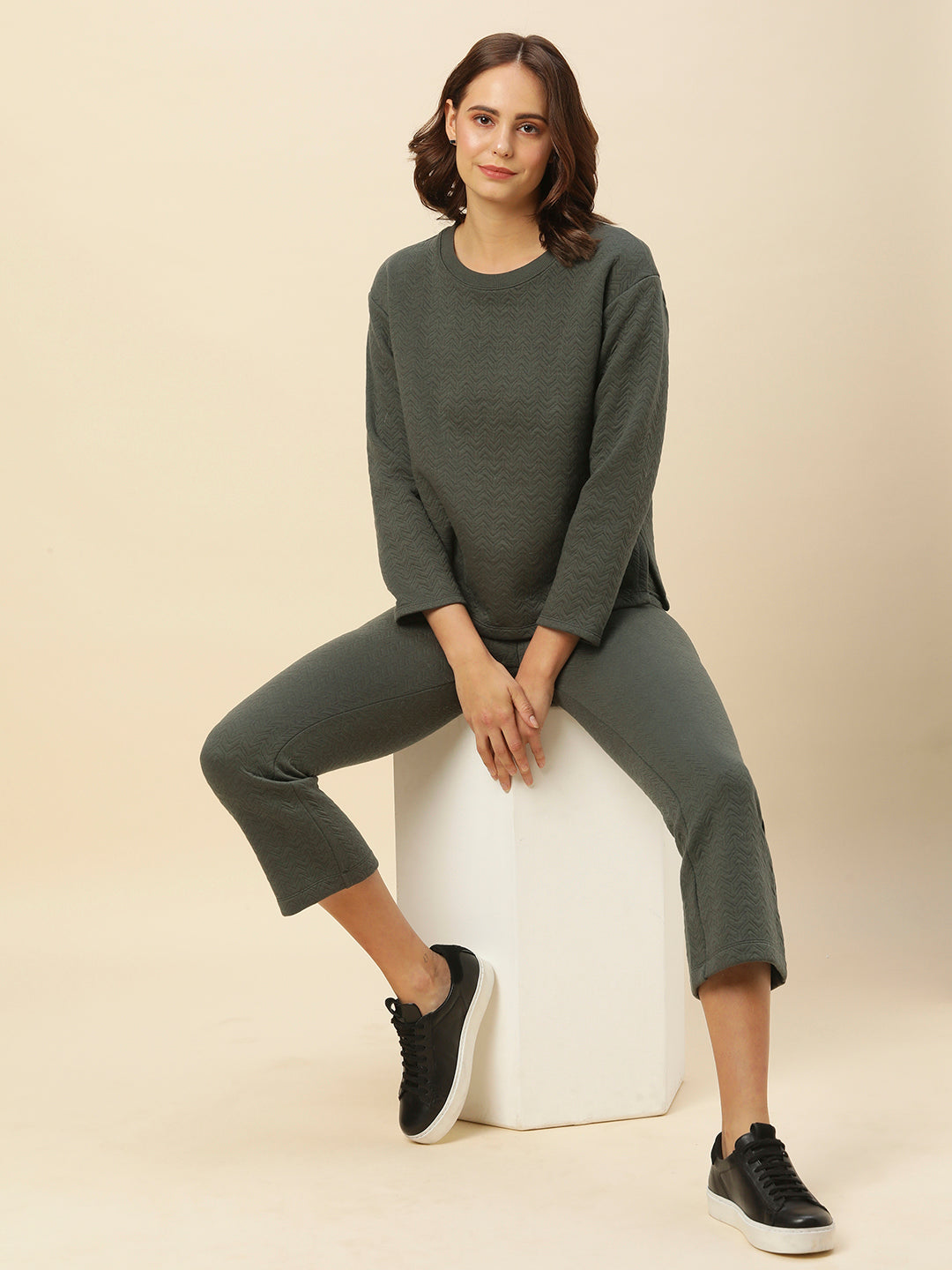 Quilted Jersey Sweatshirt & Slim Peg Pant Co - Ord Set