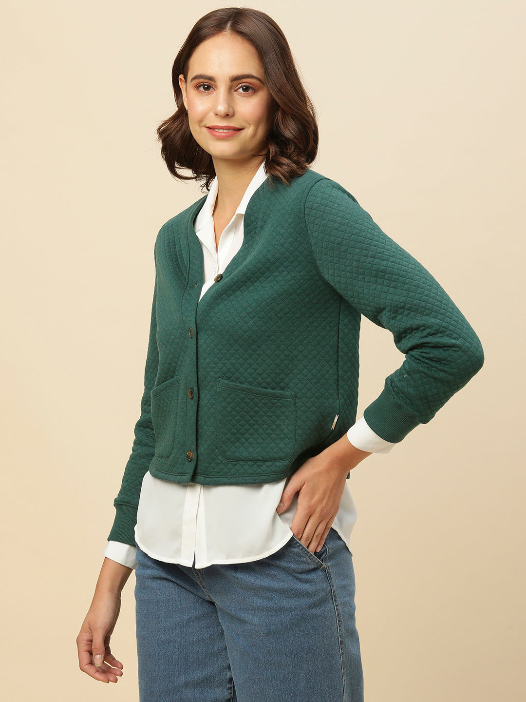 QUILTED BUTTON DOWN JACKET