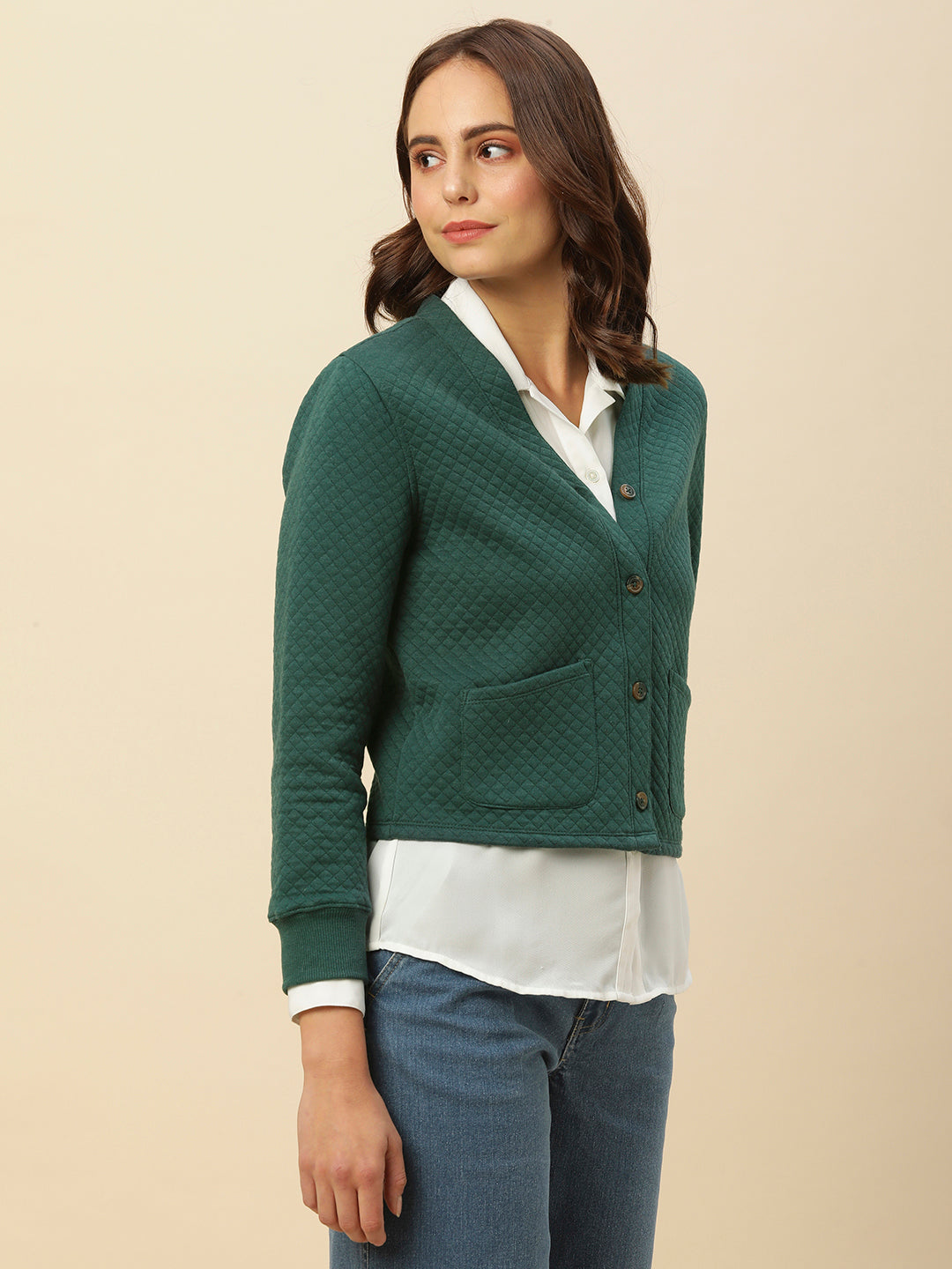 QUILTED BUTTON DOWN JACKET