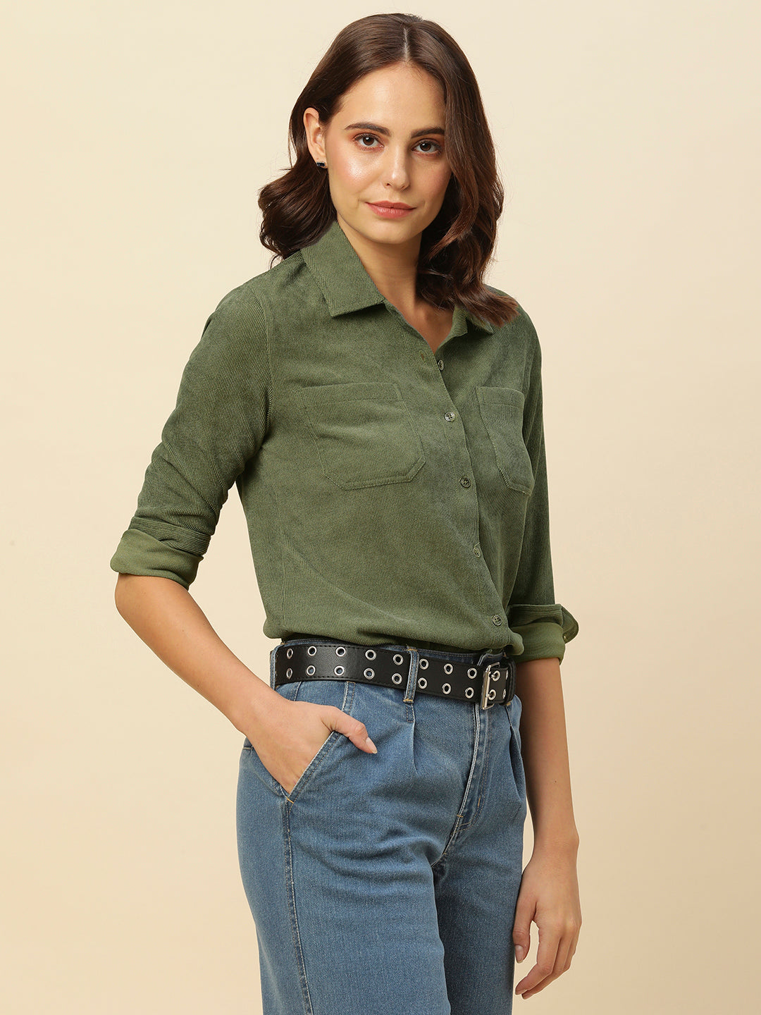 CORDUROY PATCH POCKET SHIRT