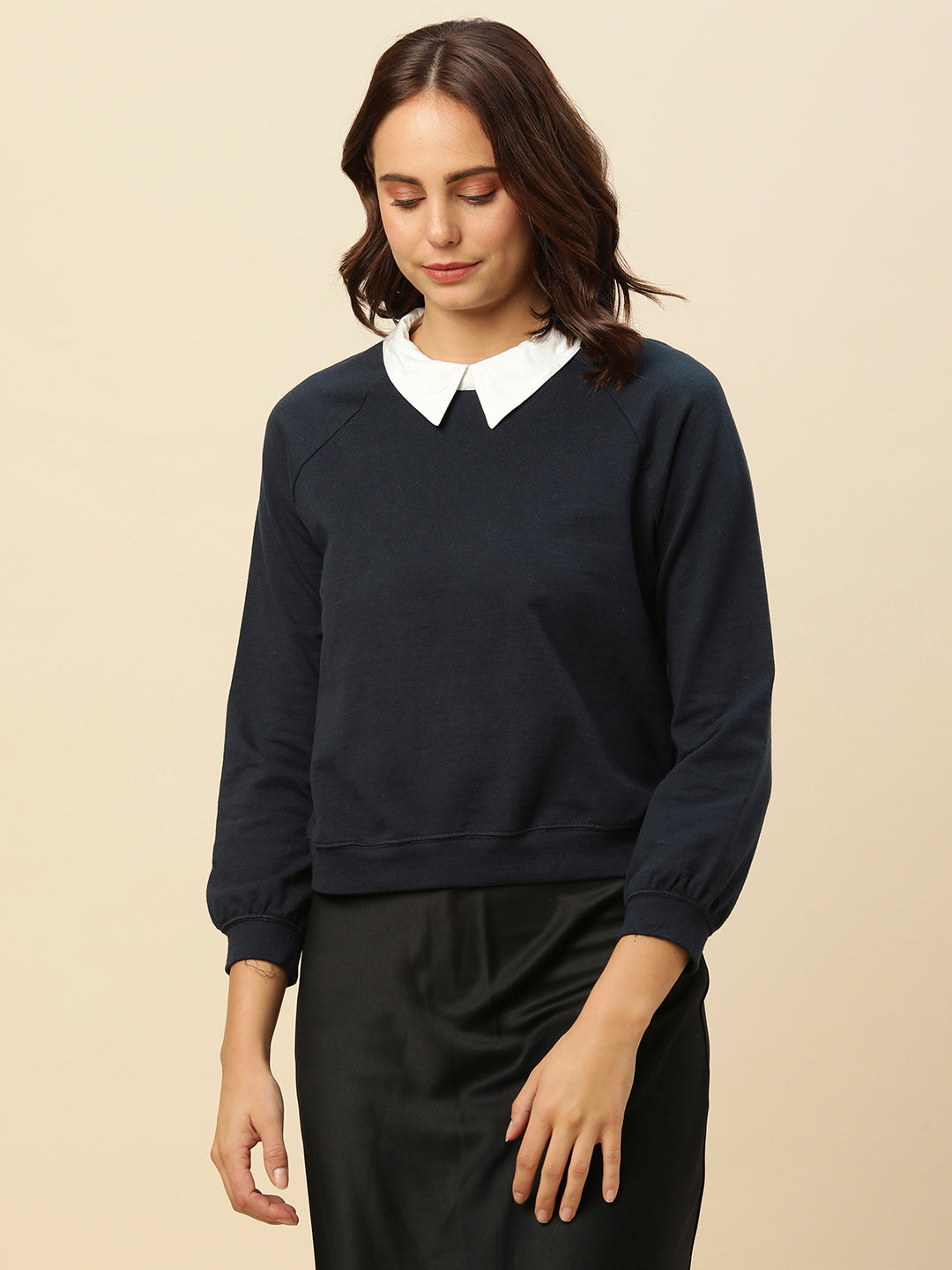 Collared Look French Terry Raglan Sweatshirt