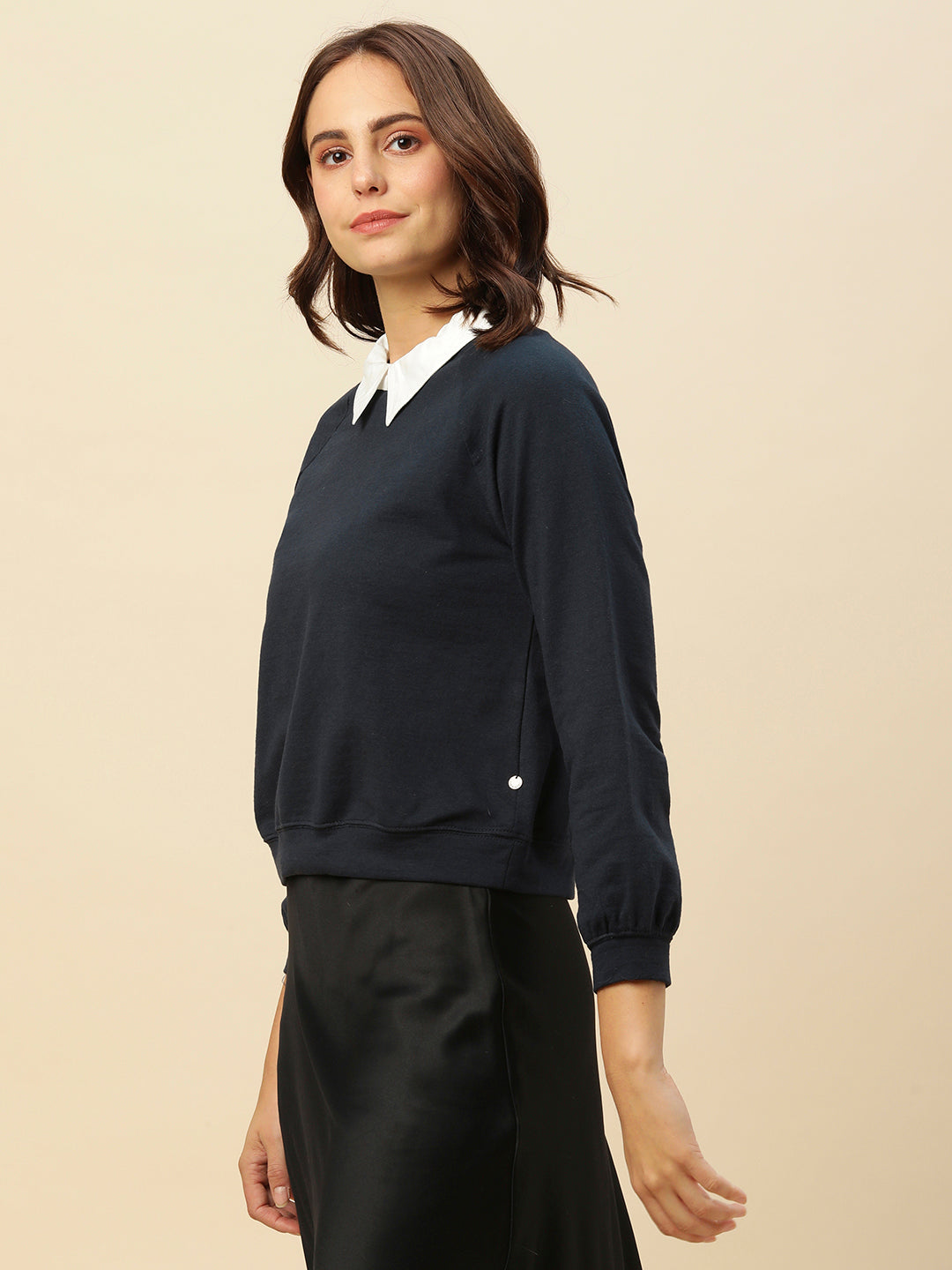 Collared Look French Terry Raglan Sweatshirt