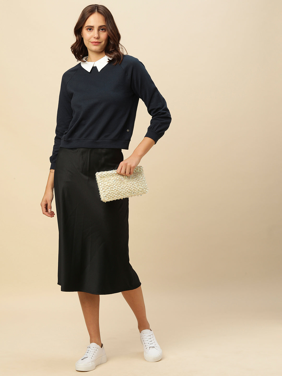 Collared Look French Terry Raglan Sweatshirt