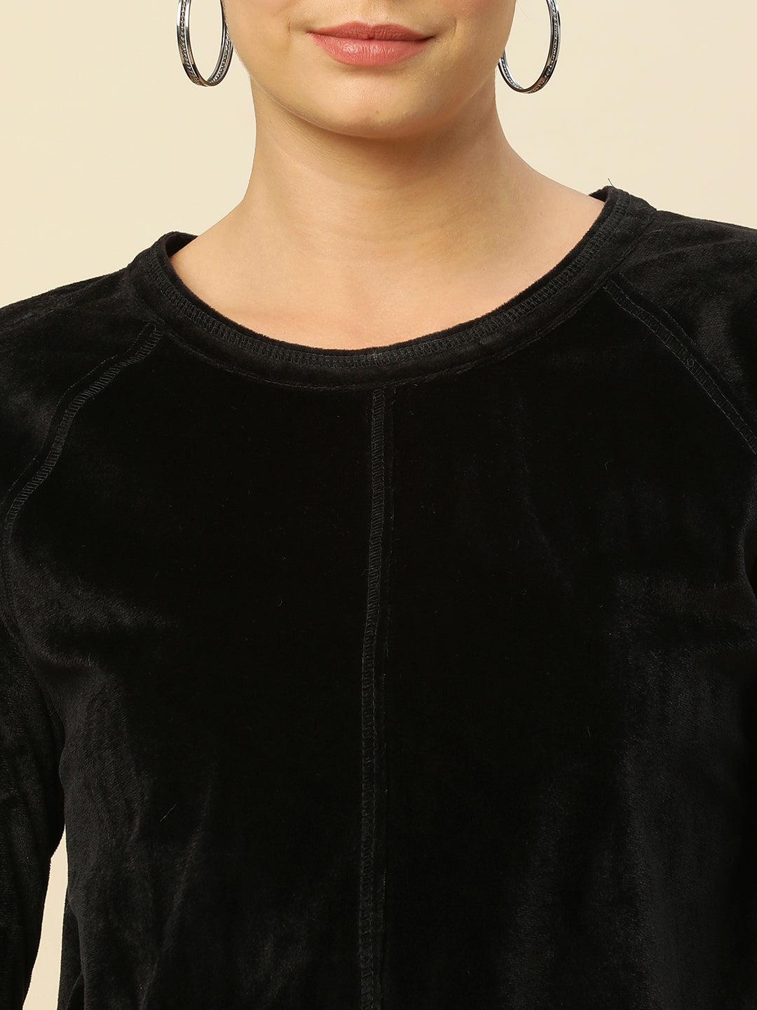 VELOUR SWEATSHIRT WITH SEAMED DETAILING