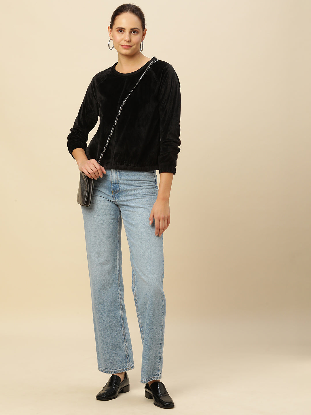 VELOUR SWEATSHIRT WITH SEAMED DETAILING