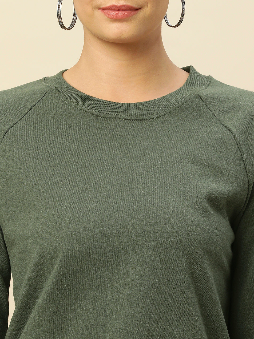 FLEECE RAGLAN FLARED SLEEVE CROPPED SWEATSHIRT