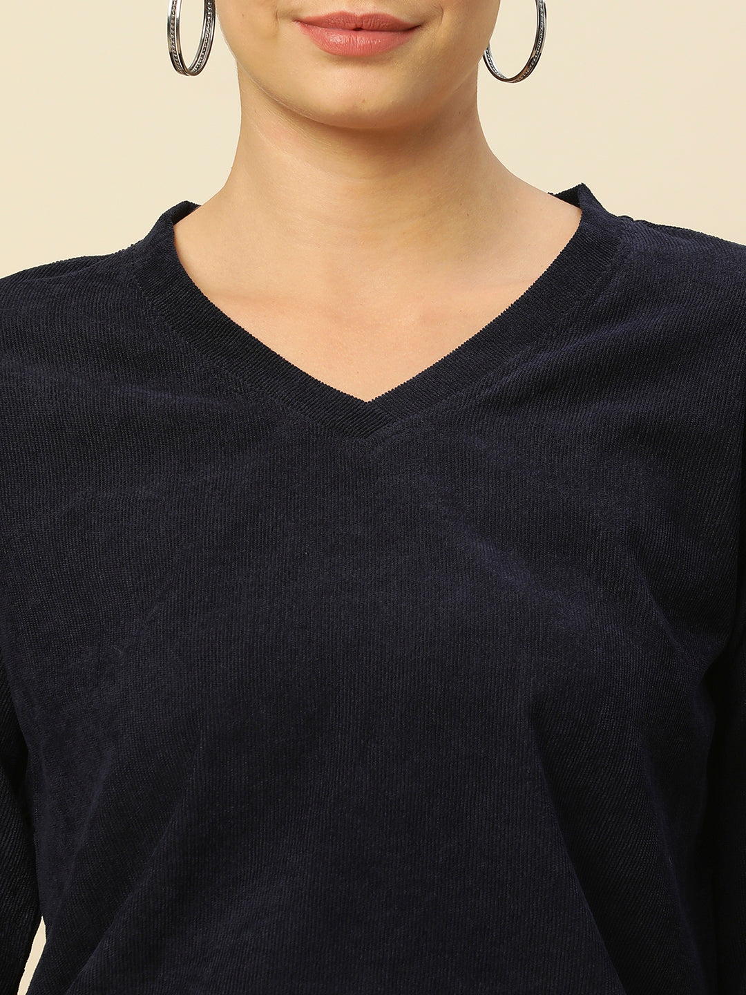 CORDUROY DROP SHOULDER SWEATSHIRT W/ ELASTICATED CUFFS