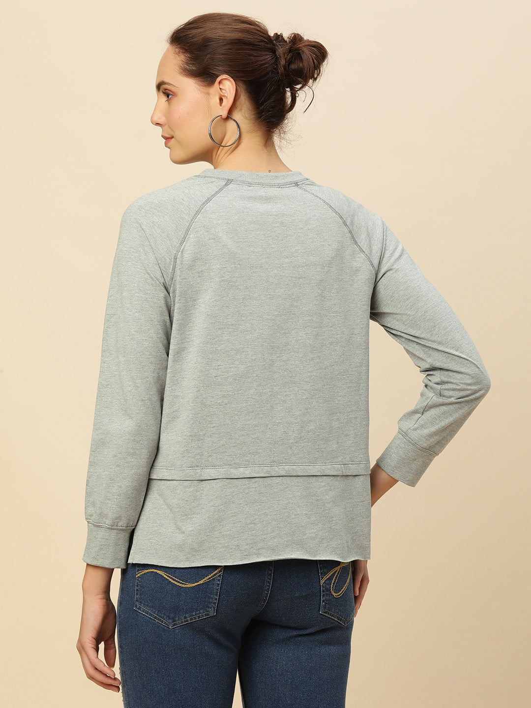 GREY MELANGE RAGLAN ESSENTIAL  SWEATSHIRT