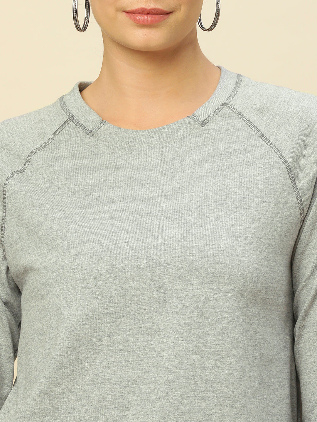 GREY MELANGE RAGLAN ESSENTIAL  SWEATSHIRT