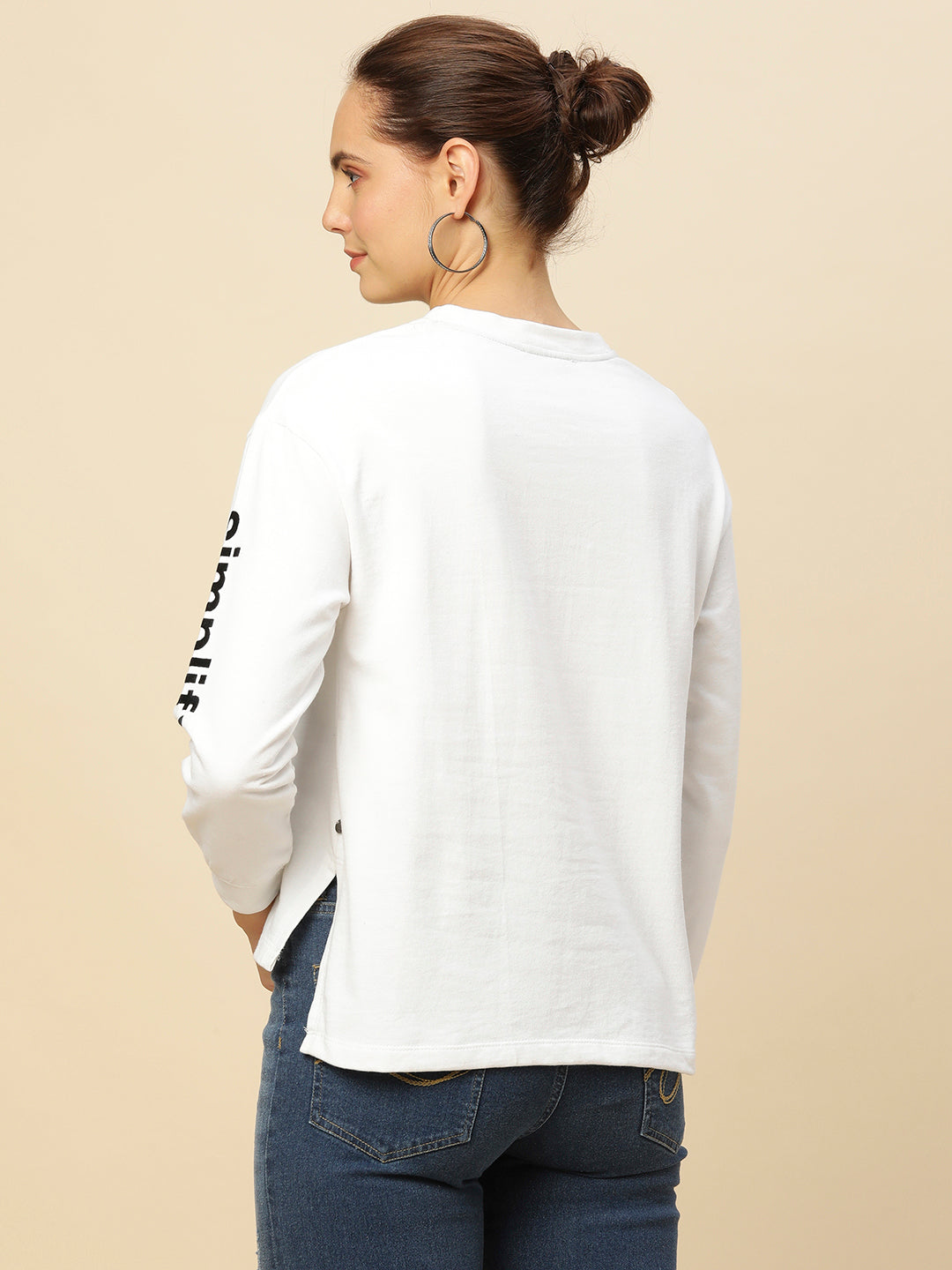"SIMPLIFY" FRENCH TERRY SWEATSHIRT WITH  HIGH - LOW HEMLINE