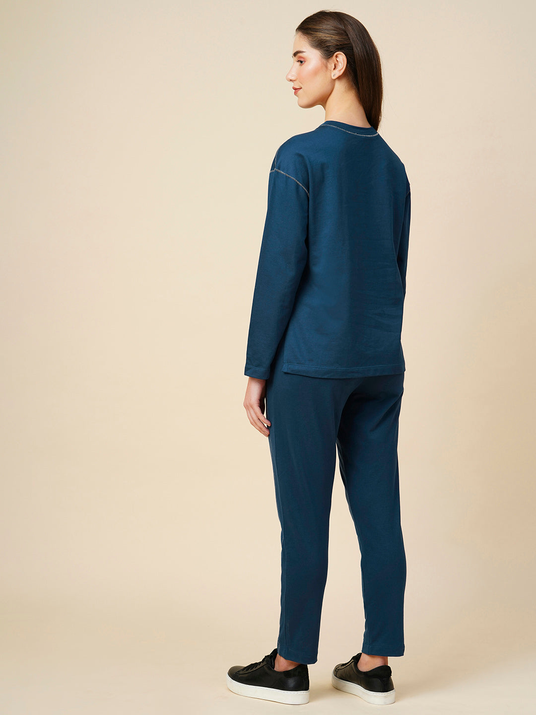 French Terry Drop Shoulder Sweatshirt & Slim Leg Co-Ord Set