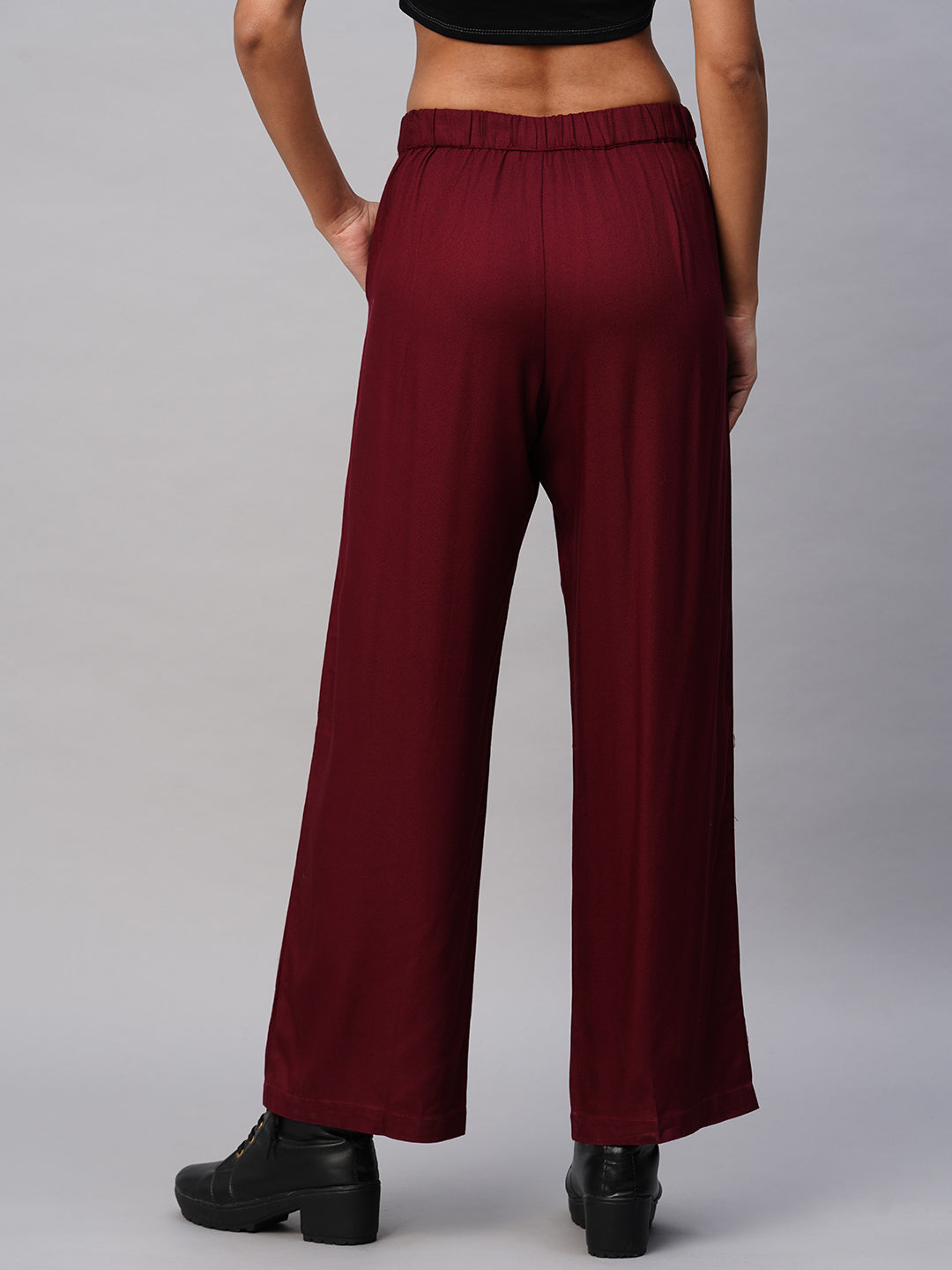 Viscose Twill Pleated Straight Leg Fluid Trousers