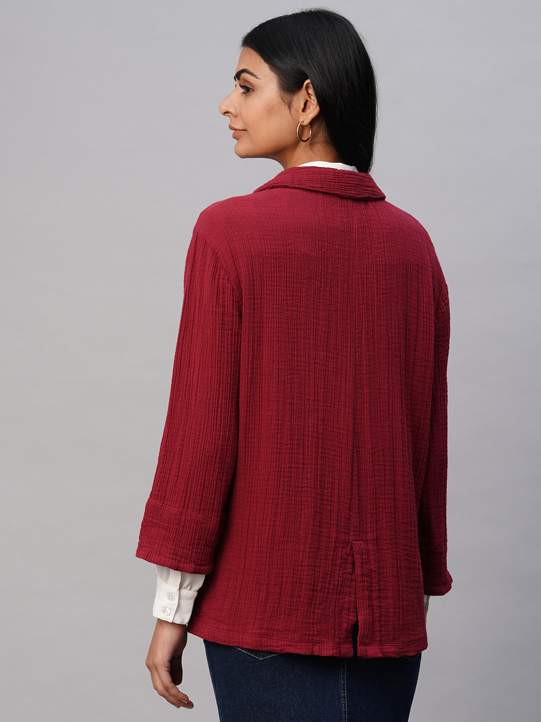 Crinkle Cotton Double Cloth Fluid Jacket