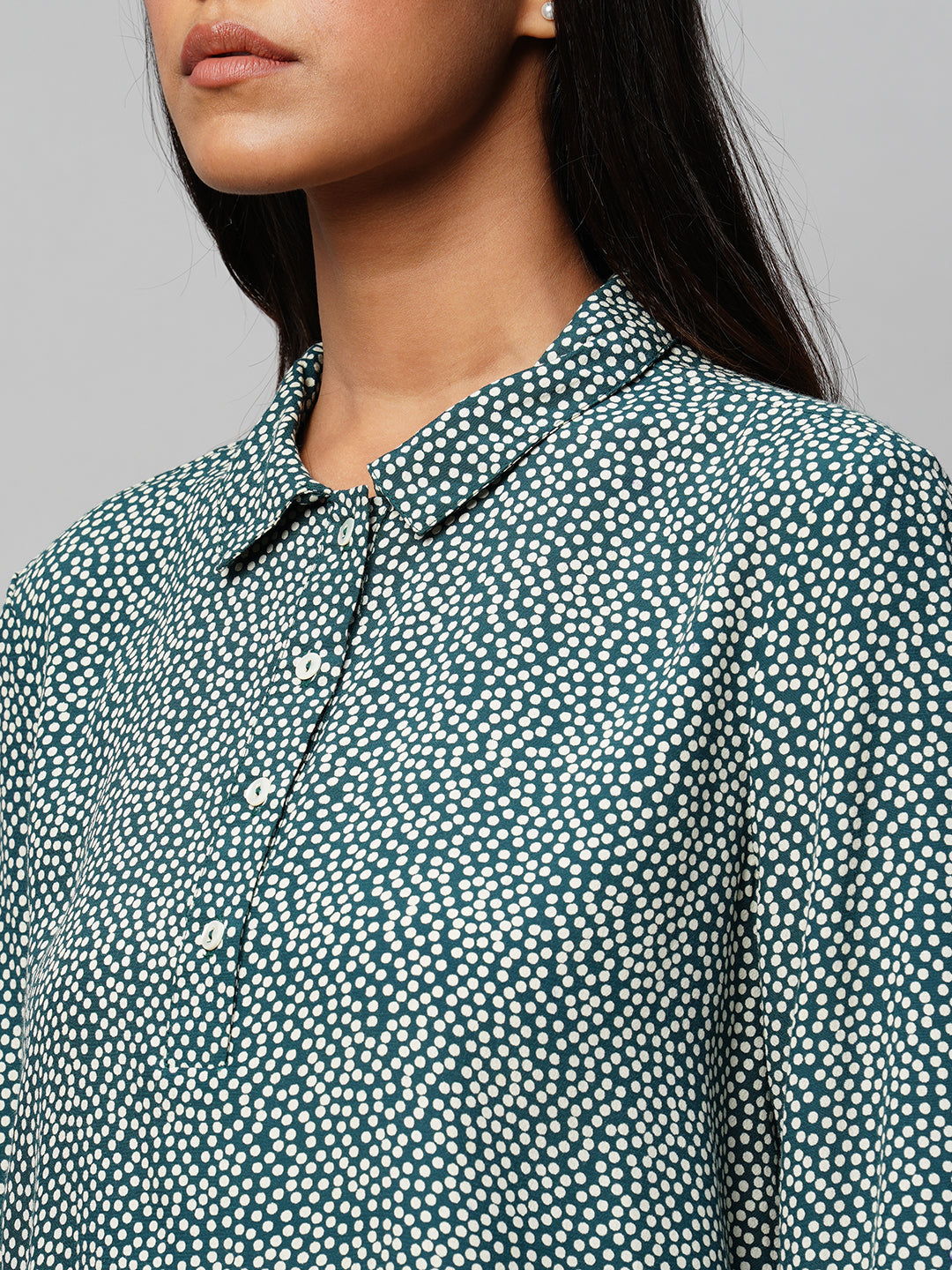 Viscose Crepe 1/2 Placket Pop Over Shirt