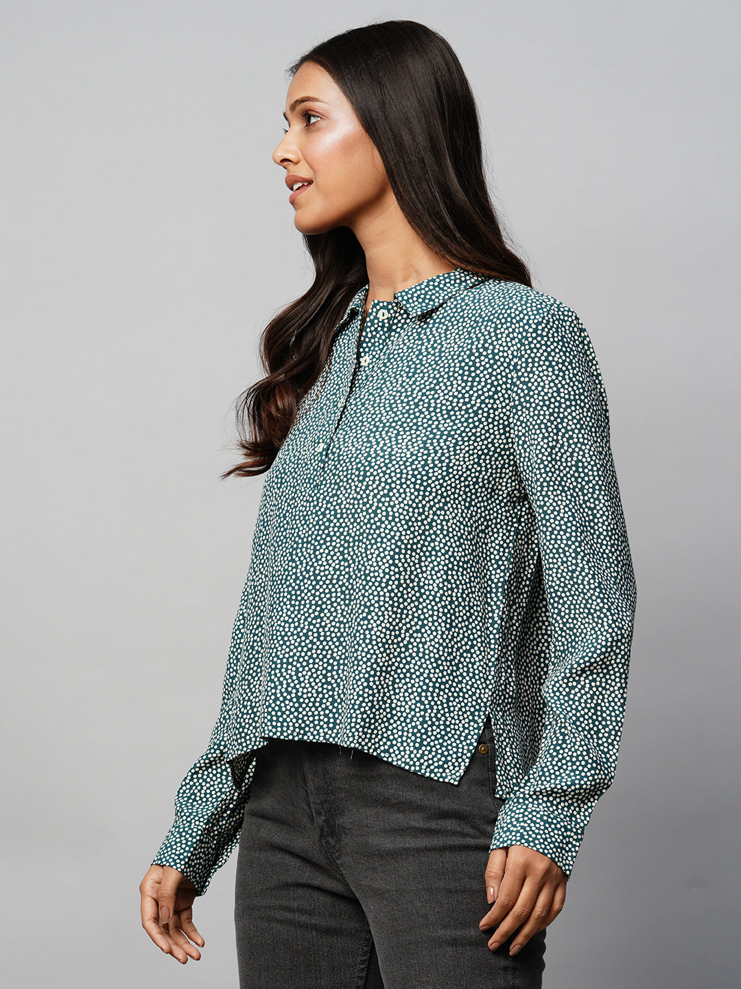 Viscose Crepe 1/2 Placket Pop Over Shirt