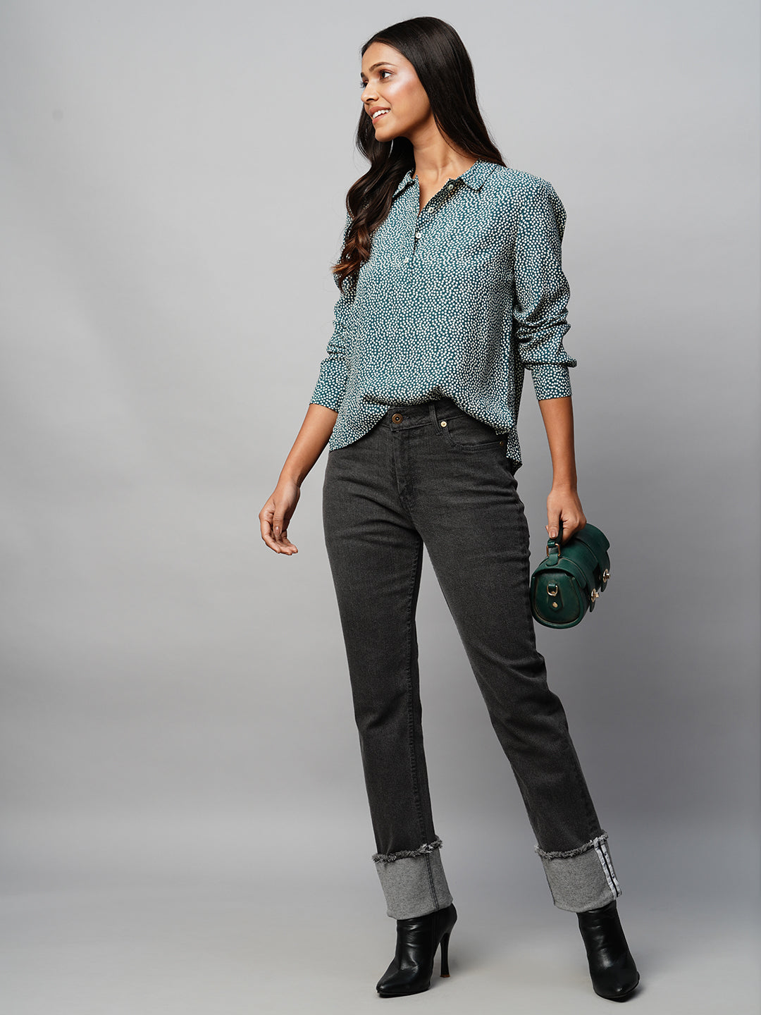 Viscose Crepe 1/2 Placket Pop Over Shirt