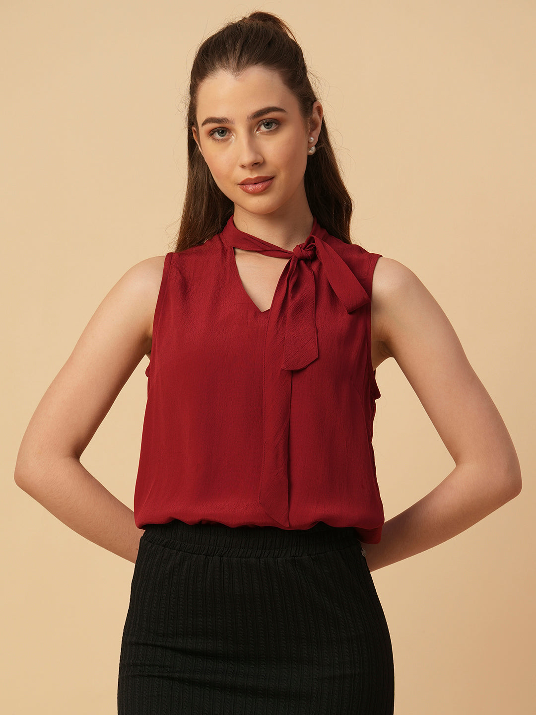 VISCOSE CREPE TIE TOP