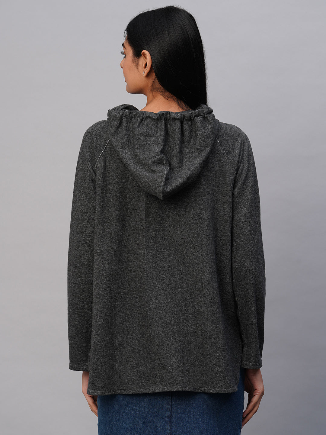 Stippled French Terry Oversized Hoodie W/ Kangaroo Pocket