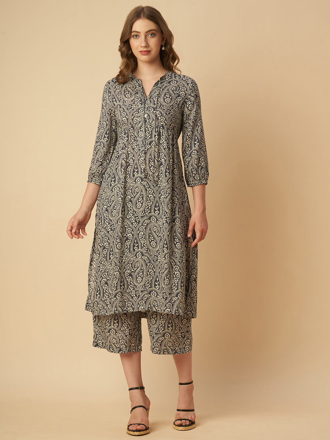 PRINTED MODAL LONGLINE TUNIC & WIDE LEG CO-ORD SET