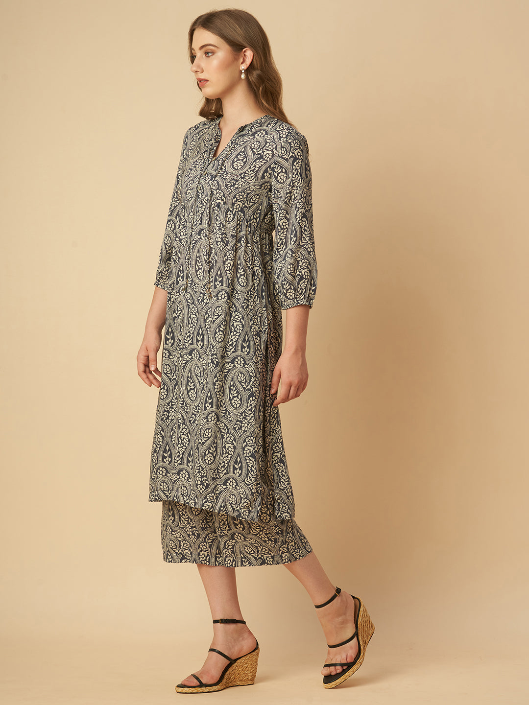 PRINTED MODAL LONGLINE TUNIC & WIDE LEG CO-ORD SET