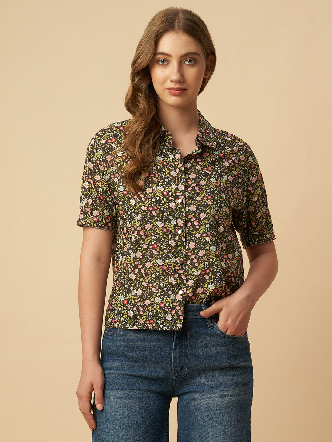 FLORAL PRINTED COTTON SHIRT