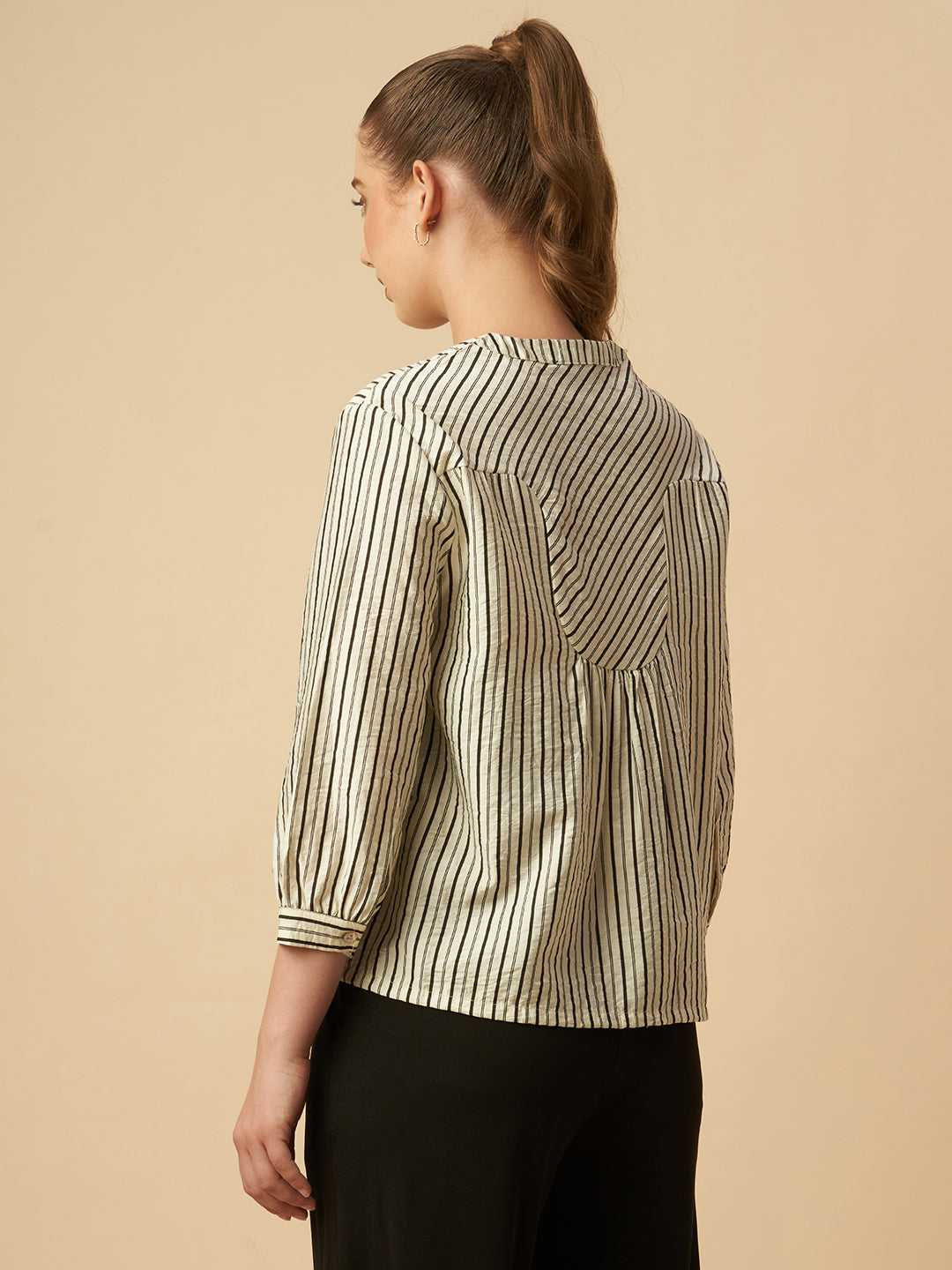 CRUSHED VISCOSE STRIPE TOP
