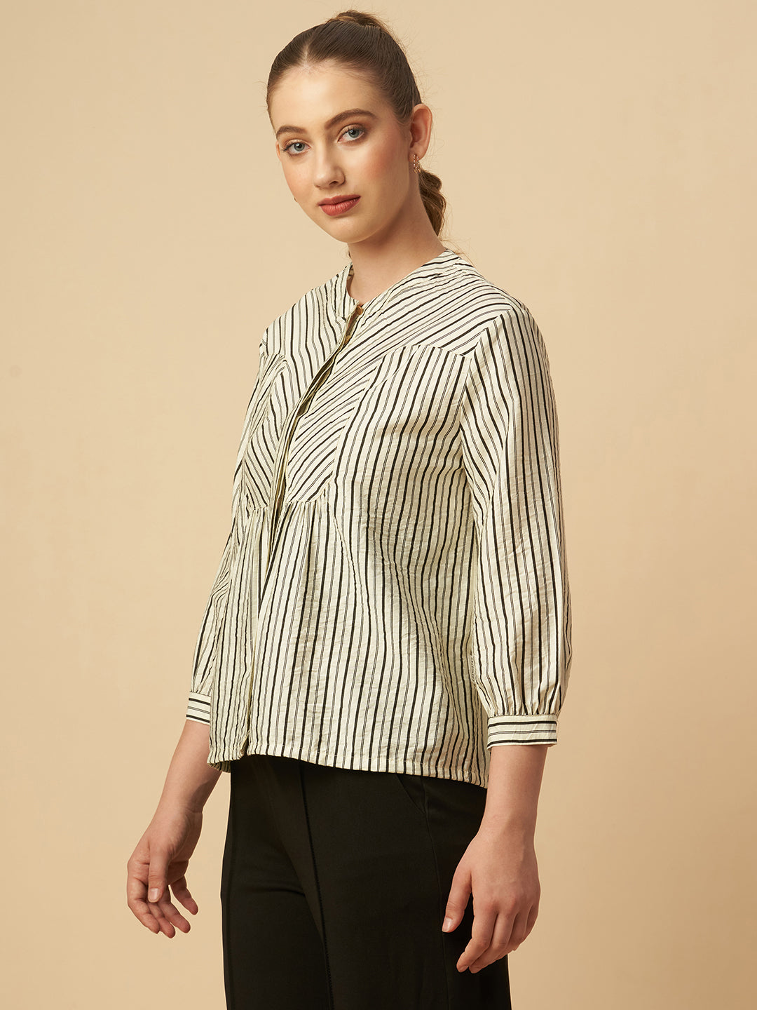 CRUSHED VISCOSE STRIPE TOP