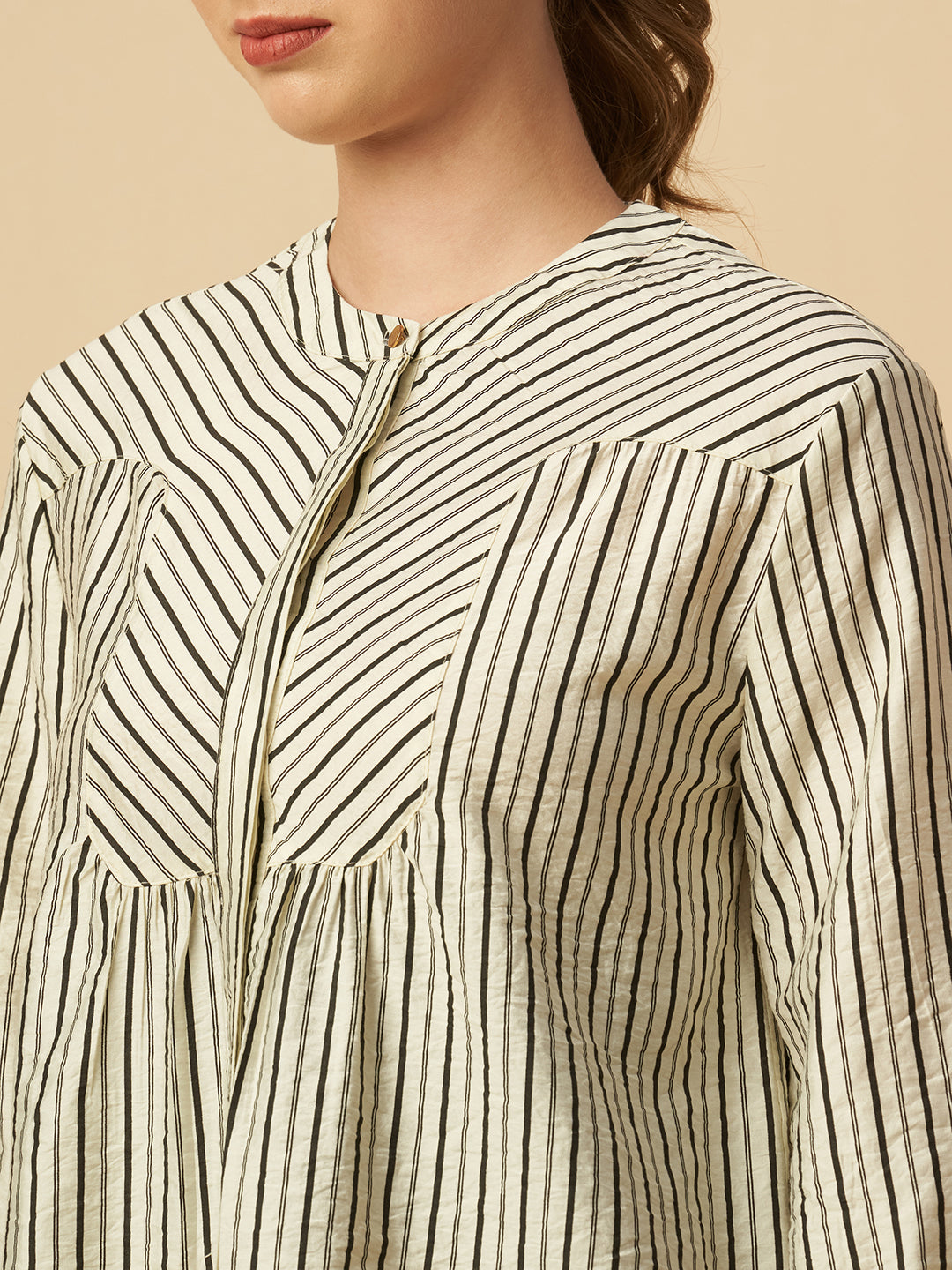CRUSHED VISCOSE STRIPE TOP