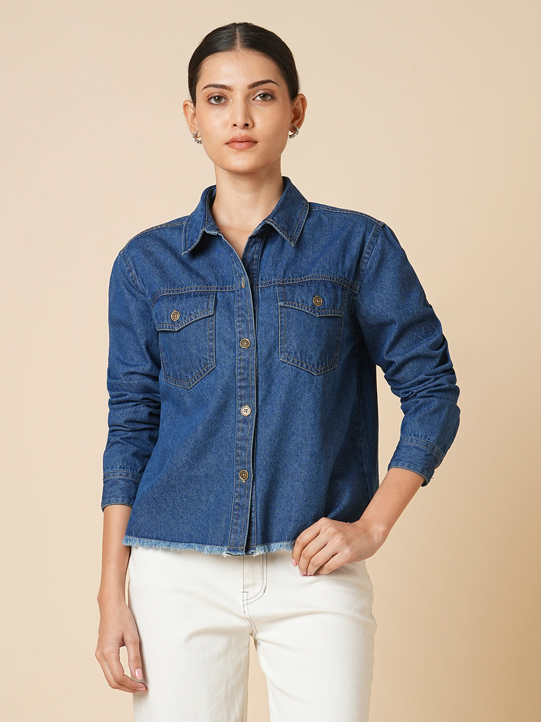 DENIM CROPPED SHIRT
