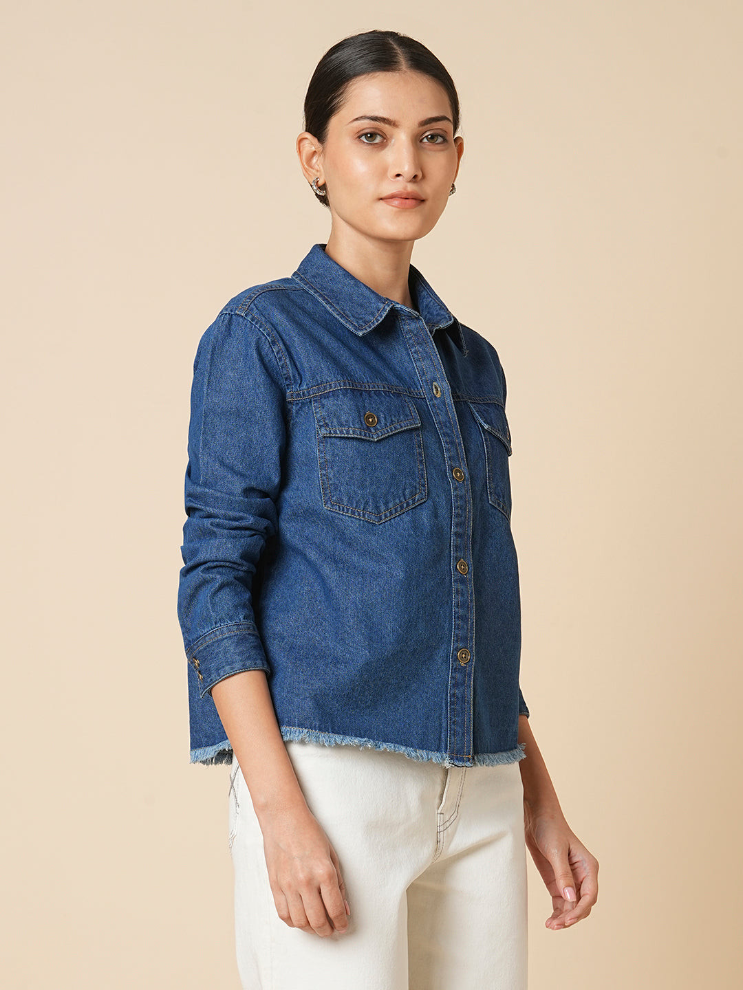 DENIM CROPPED SHIRT