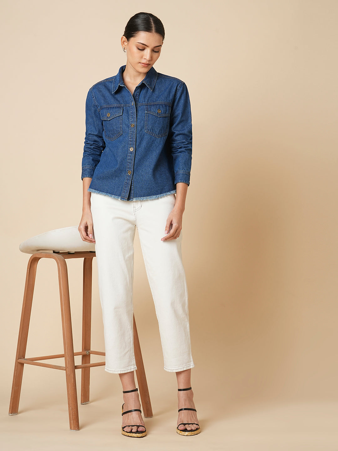 DENIM CROPPED SHIRT