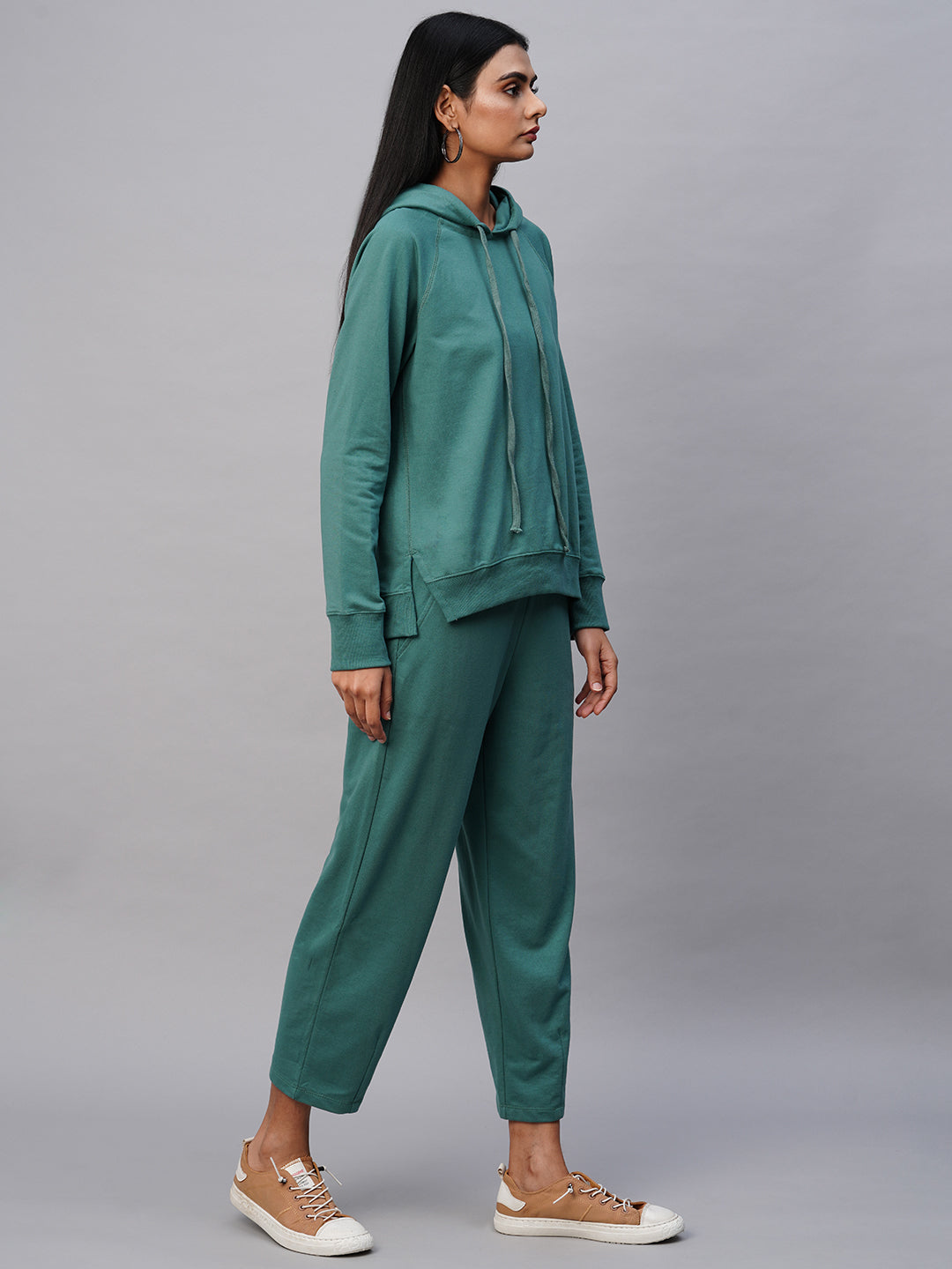 French Terry Raglan Hoodie & Cropped Pull On "Airport Look Co-Ord Set"