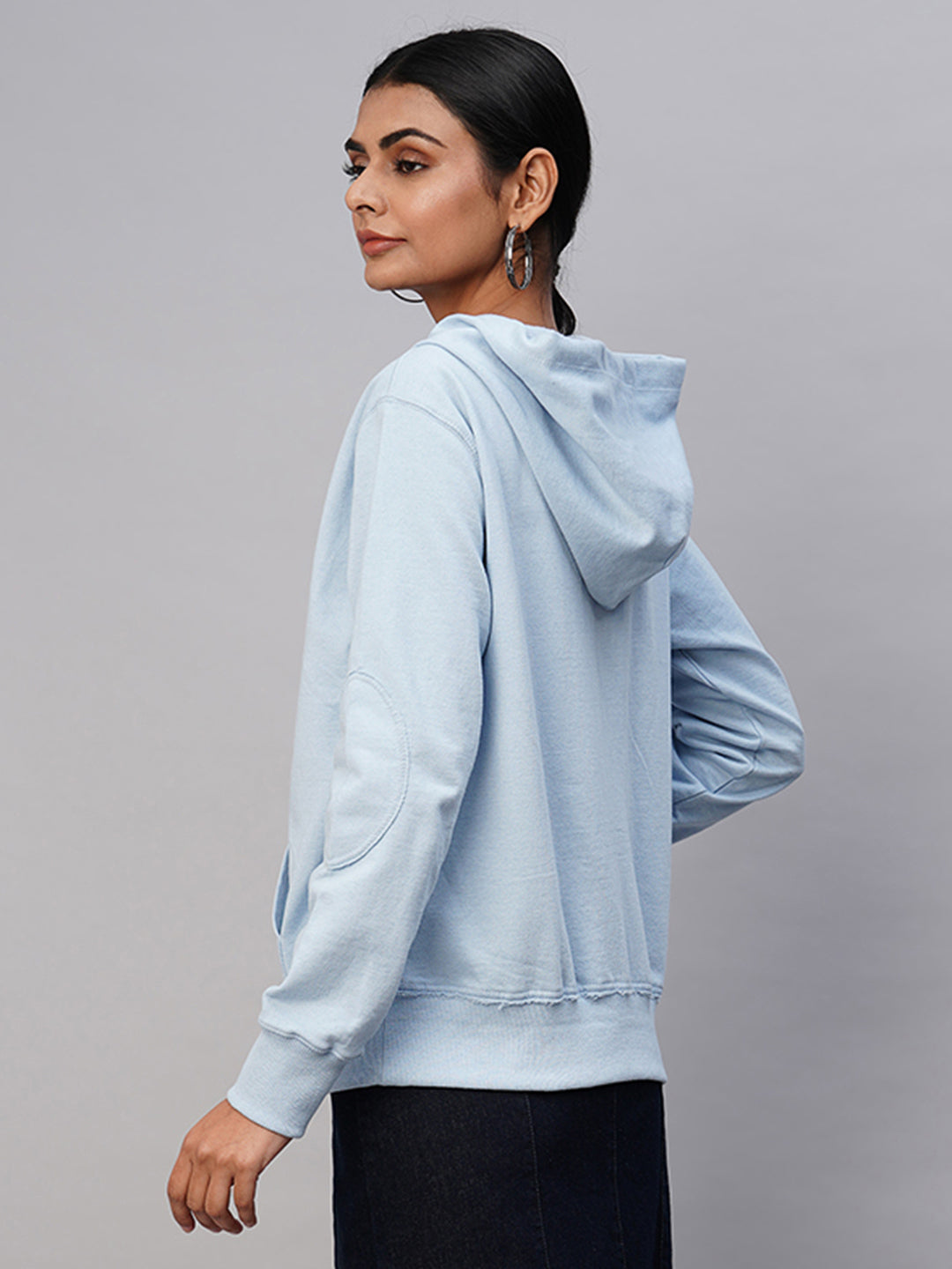 Ice Blue Fleece Zippered Hoodie